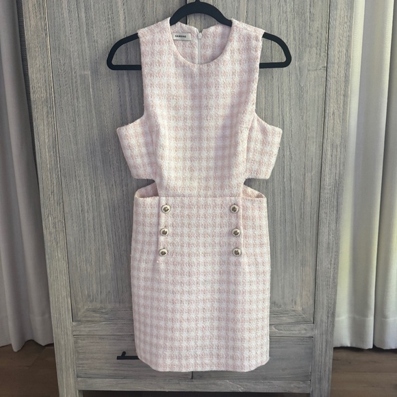SANDRO Cutout metallic checked tweed mini dress - Picture 1 of 5